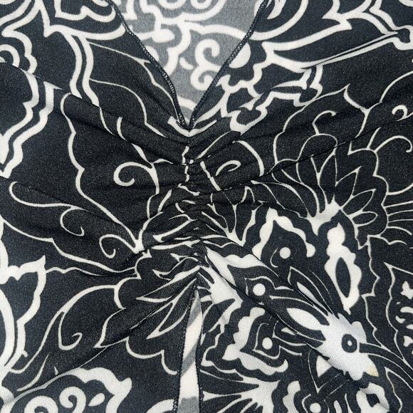 Perfect 90s Sz M Going Out Midriff 3/4 Sleeve Top Blouse Floral Y2K B5 - Picture 7 of 10